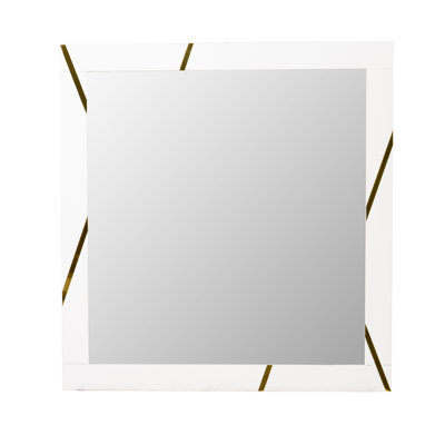 Modrest Nixa - Modern White & Gold Mirror -  VIG Furniture, VGVCJ1909-MIR