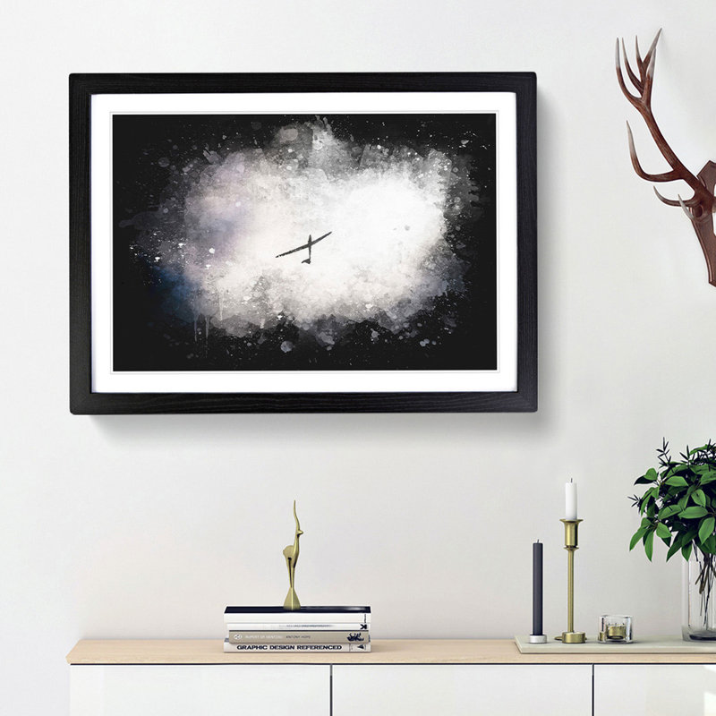 Air Glider in the Clouds - Picture Frame Graphic Art Print, 45cm H x 63cm W x 2cm D, Black Framed