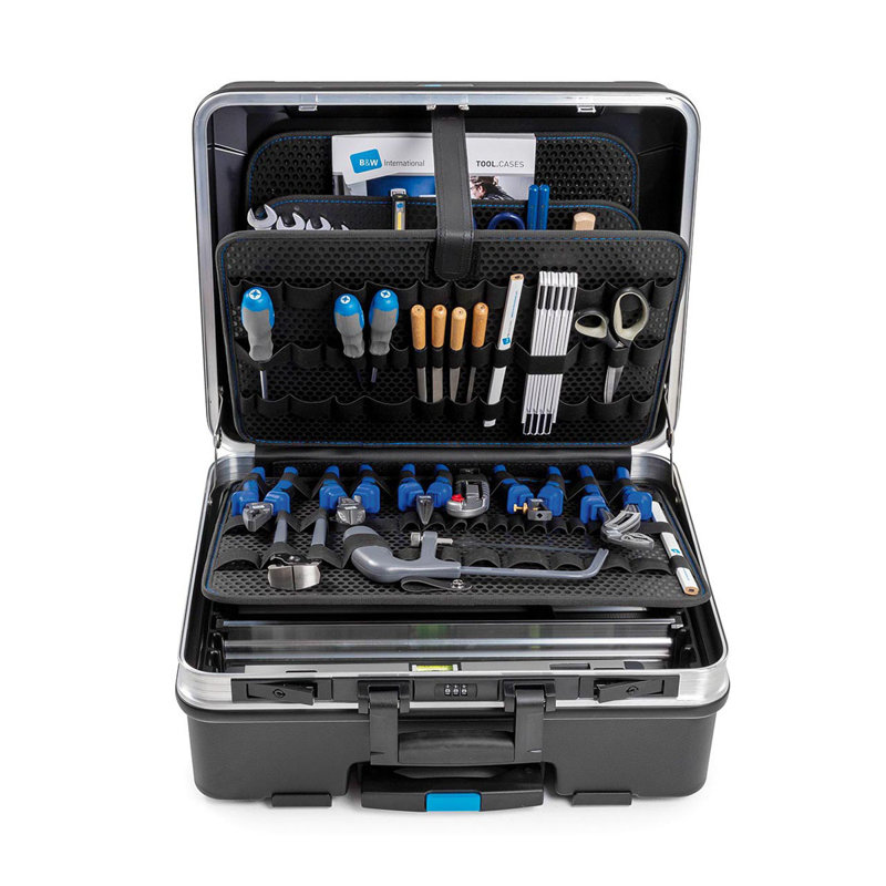 Black Aluminum 17.5" Mobile Tool Case with Telescoping Handle