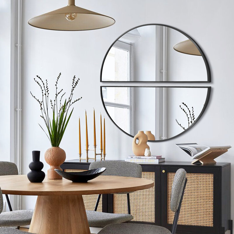 Metal Wall Mirror(set Of 2), Black, 20" x 40"