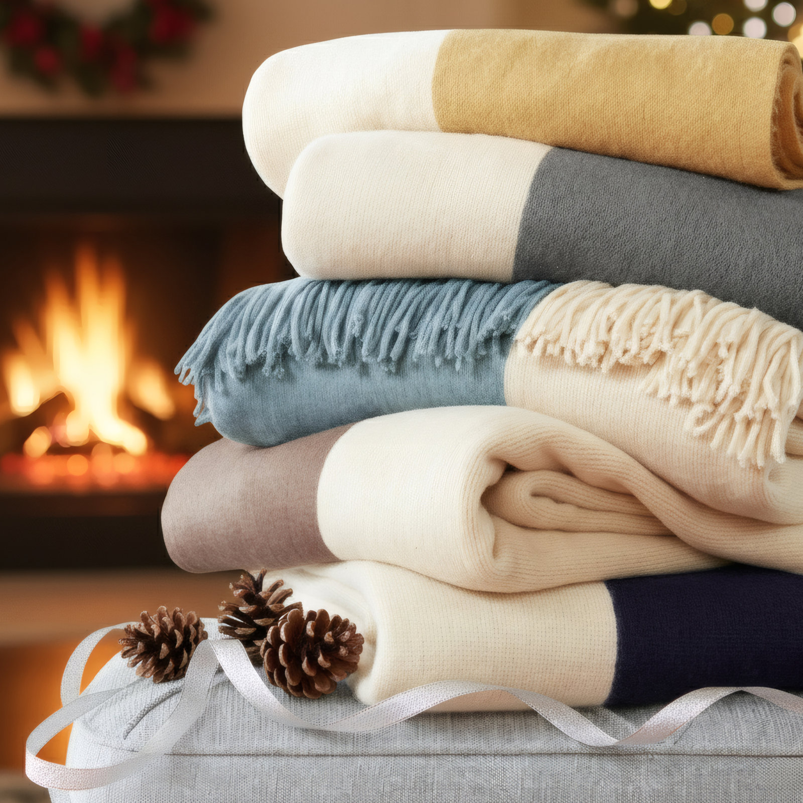 Linea Knit Throw Blanket, Gray