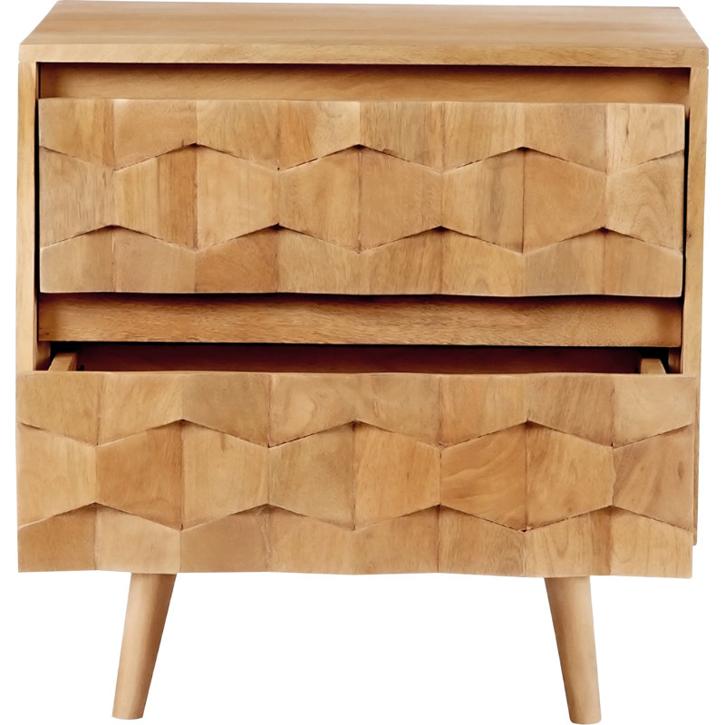Alice 2 - Drawer Solid Wood Nightstand