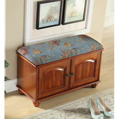 Solid Rubberwood Shoe Cabinet with Seating