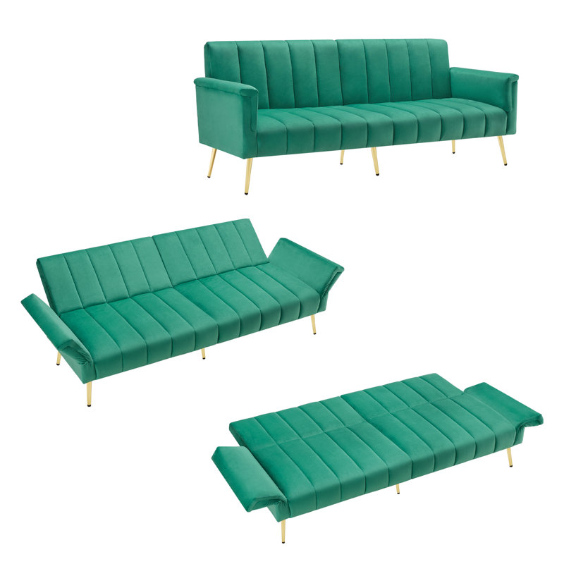 2 Seater Velvet Sofa, Green Velvet