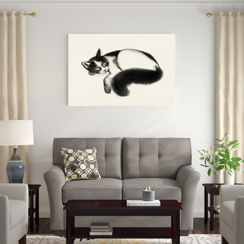 «Cat Laze I» par Grace Popp - peinture sur toile tendue, H 32 po x l 48 po