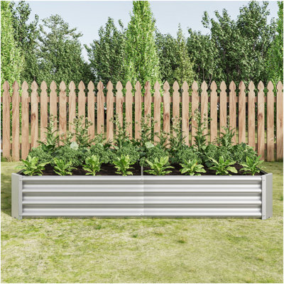 Raised Garden Bed Outdoor, 6×3×1Ft , Metal Raised  Rectangle Planter Beds For Plants, Vegetables, And Flowers - Silver