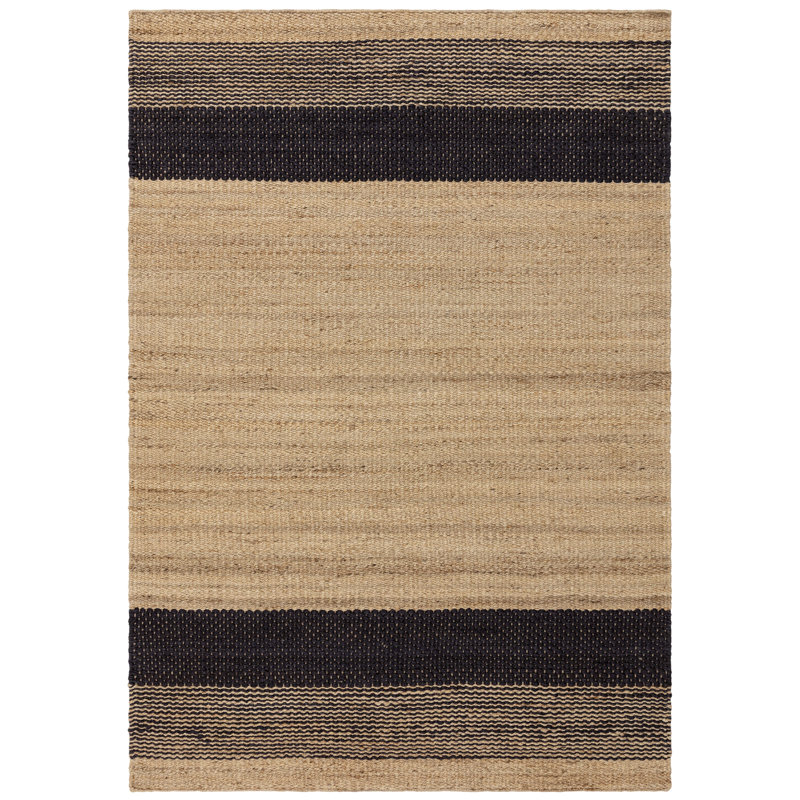 Desaree Hand Woven Flatweave Beige/Black Area Rug, Rectangle 120 x 170cm