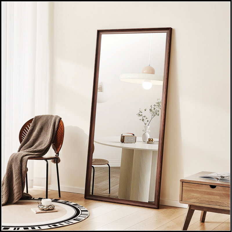 Vintage Full Length Wall-Mounted Mirror With Faux Wooden Frame, Stylish And Functional For Any Room