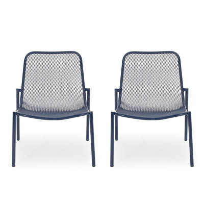 Of 2 Stackable Chairs, Matte Navy Blue Iron Formation, Handmade Details Fixed, 26" D X 21.8" W H, Seat 18" 19.5" 12.5" H Iron, Handcrafted Present, 26", 12.5