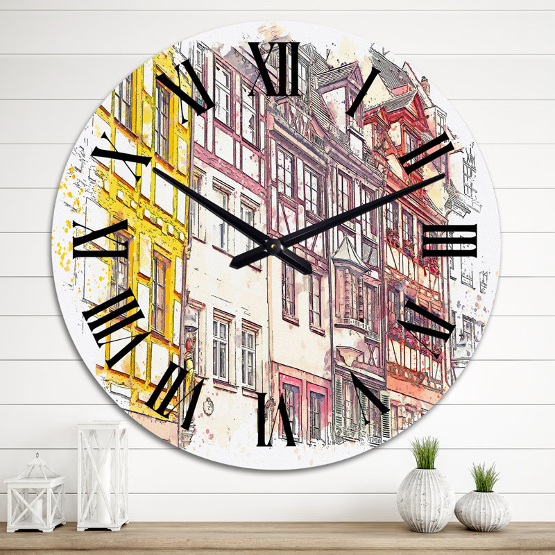 Horloge murale traditionnelle Mid-Century, Grand