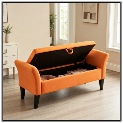Banc en velours avec rangement et siège moelleux