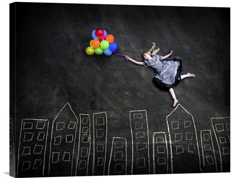 " Flying On The Rooftops " by Nj Sabs, 20" H x 24" W x 1.5" D