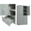 Armoire de rangement haute et large avec portes pour bureau de salle de bain, trois tiroirs-1220214554