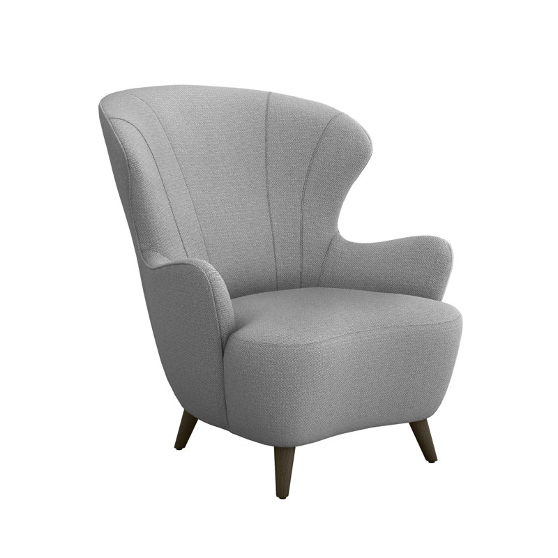 Ollie Upholstered Wingback Chair, Pure Gray 100% Polyester, Vintage Gray