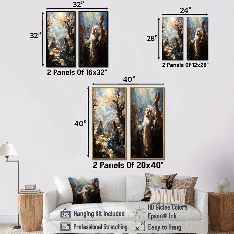 Sunlight Judaism Devotion - Judaïsme, art mural sur toile, ensemble de 2, H 28 po x l 25 po, Toile tendue