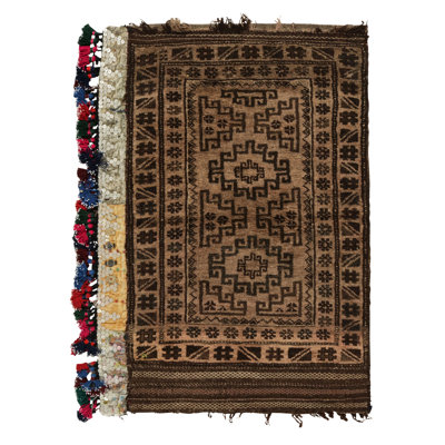 Wool Geometric Area Rug in Beige