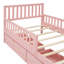 Lit plateforme simple en bois avec garde-corps et deux tiroirs de rangement-177474373-177474374