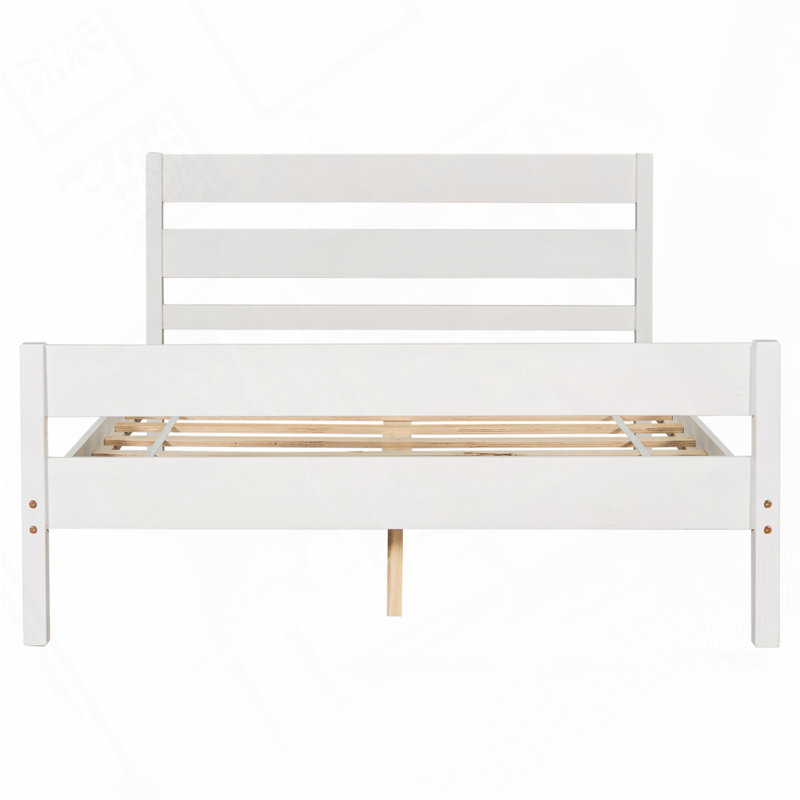 Lit en pin avec tête et pied de lit hauts, Blanc