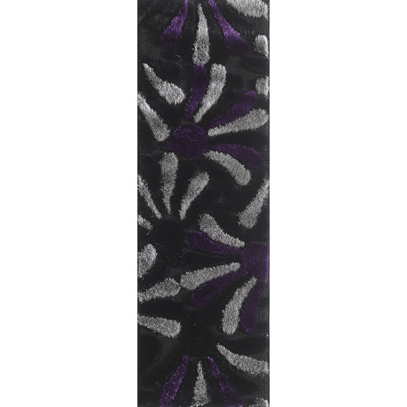 Tapis à poil long gris Allese, Tapis de couloir 2 pi x 6 pi