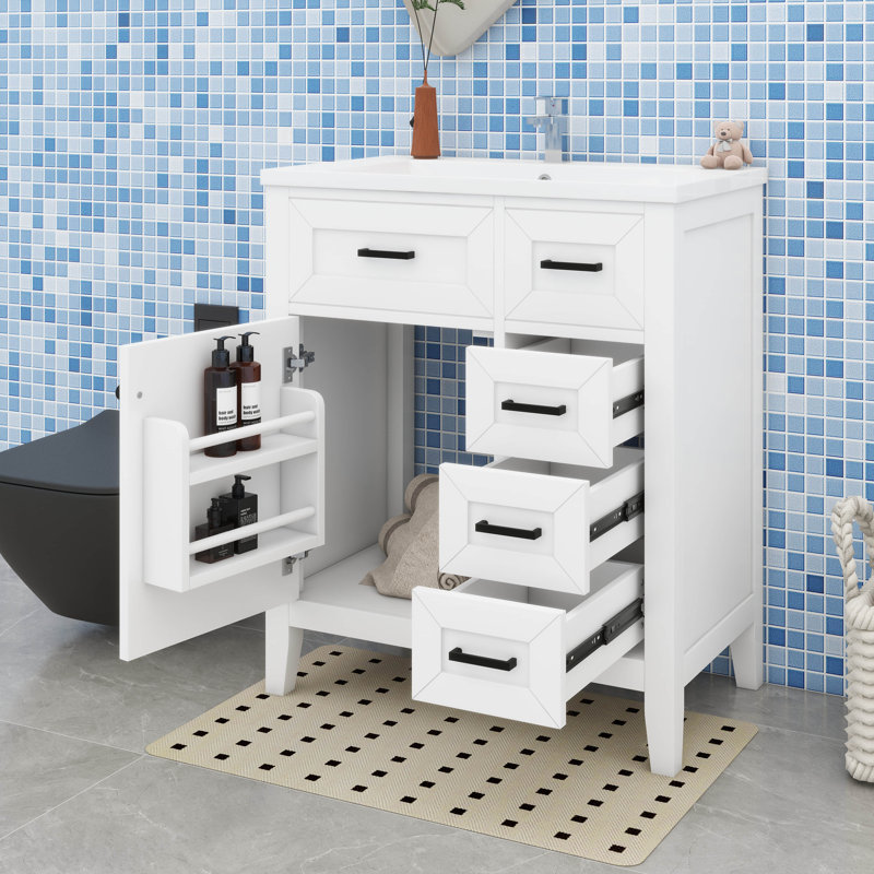 Meuble-lavabo moderne 30 po avec 3 tiroirs et porte