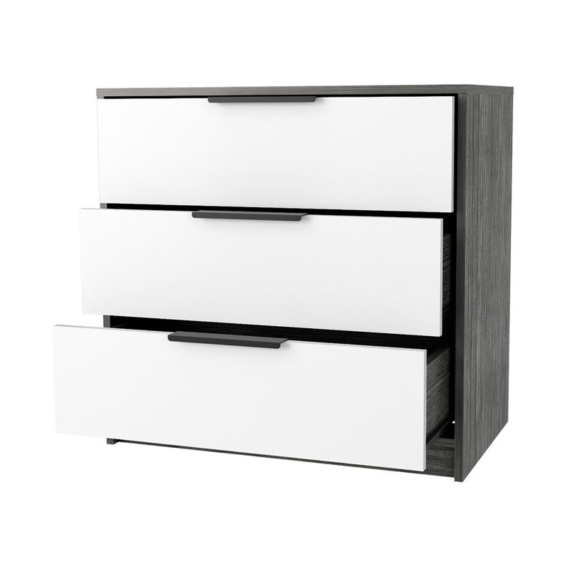 Commode à trois tiroirs, Gris / Blanc