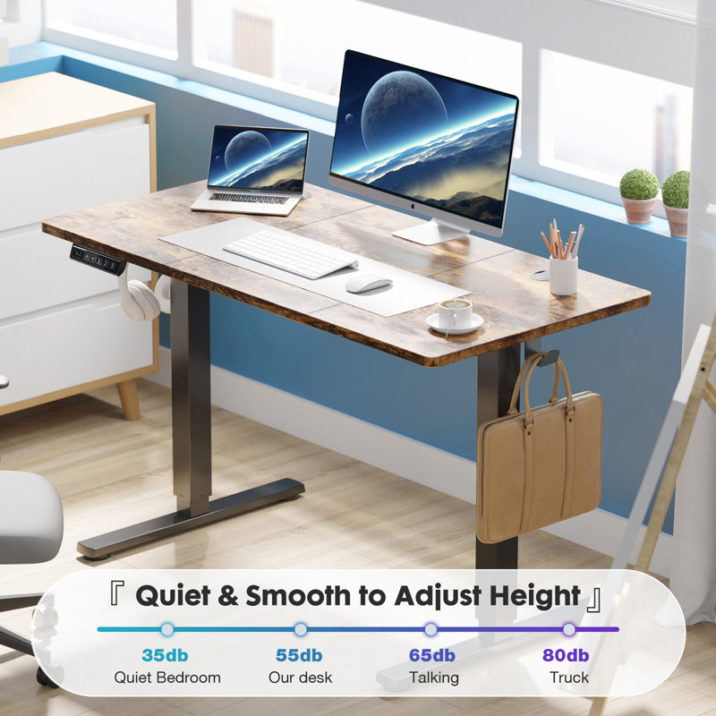 Ovidia Standing & Height-Adjustable Desks, 46.46'' Hx 62.99'' W x 23.62'' D, Rustic Brown/Black
