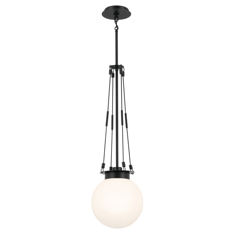 Luminaire suspendu sphérique unique à 1 lumière Armad, Noir