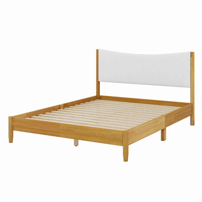 Lit en bois avec tête de lit tapissier