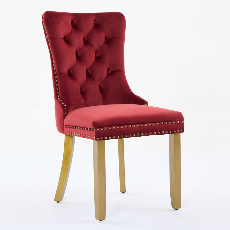 Chaises de style Mid-Century avec anneau de tête de lion, Rouge vin