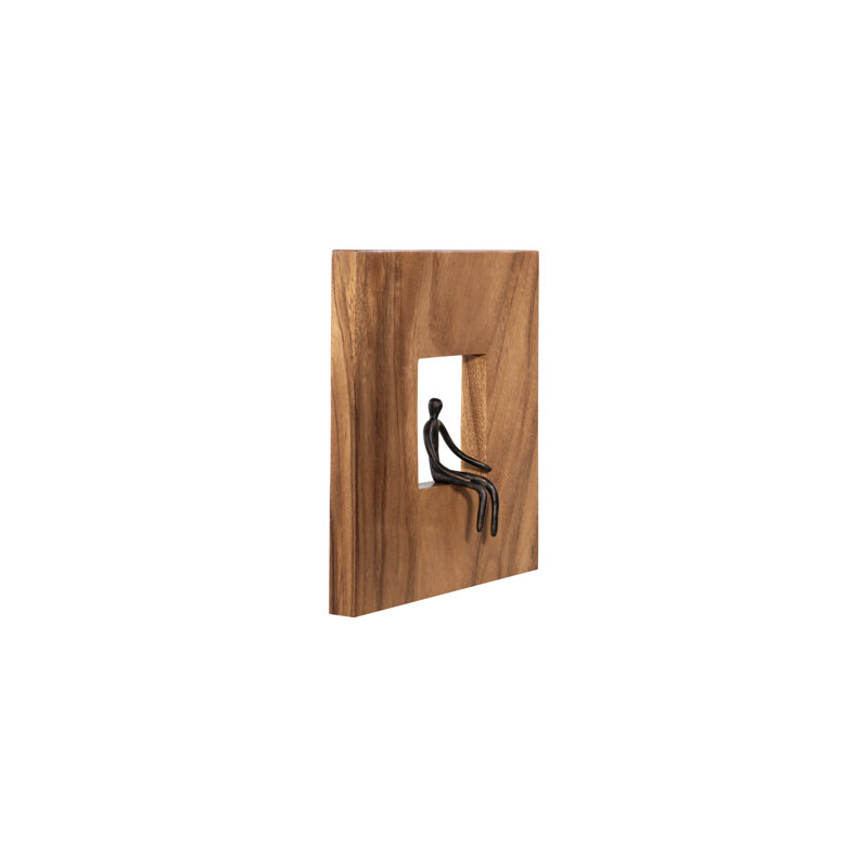 Transitional Atlas 14" Black and Brown Wood Wall Figurine