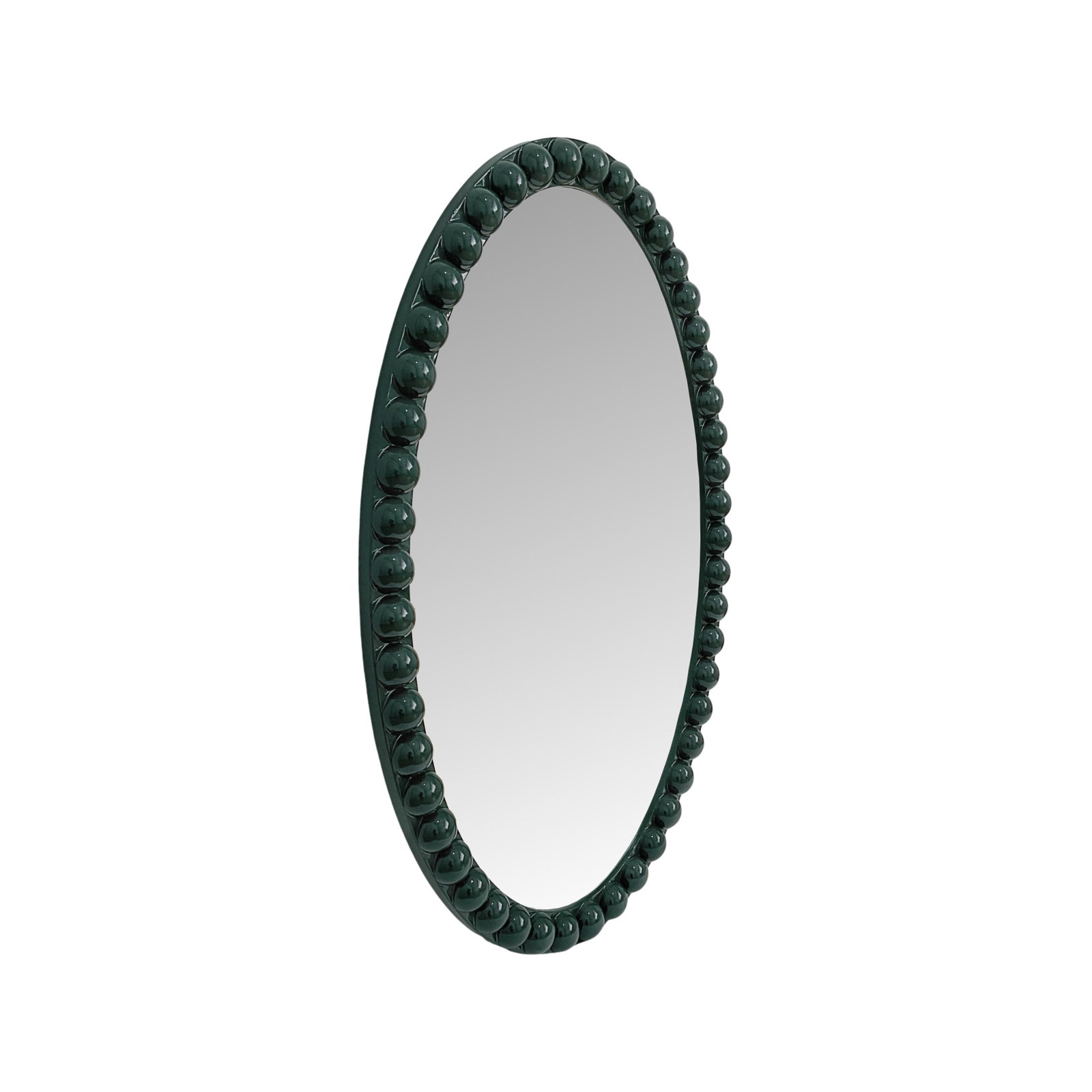 Varsha Oval Glossy Navy Mirror, Green