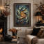 Toile murale d'Halloween avec motif abstrait en spirale tourbillonnante dans des tons oranges chauds-433772680
