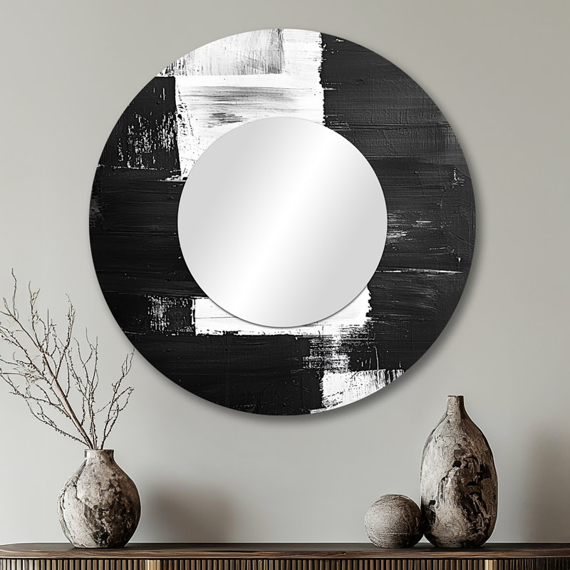 Monochromatique «Drift Of Shadows Into The Dark I» - Décoration murale miroir moderne - imprimé sur métal, 29 po x 29 po