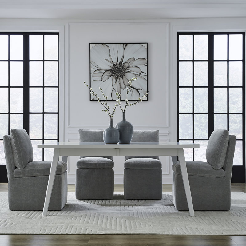 Faouzi Accent Dining Chair W/ Casters, Sapphire Polyester