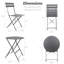 Ensemble de 3 bistro gris en métal gris, résistant à la rouille, conception pliable pour l'espace, confort élégant, coussins de décoloration, facile à assembler et à entretenir correctement la construction du balcon avec peu d'espace,-1180471099