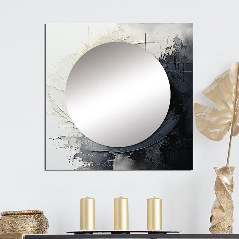 Contraste Harmony I - Grand miroir mural carré abstrait pour chambre à coucher, 36 po x 36 po