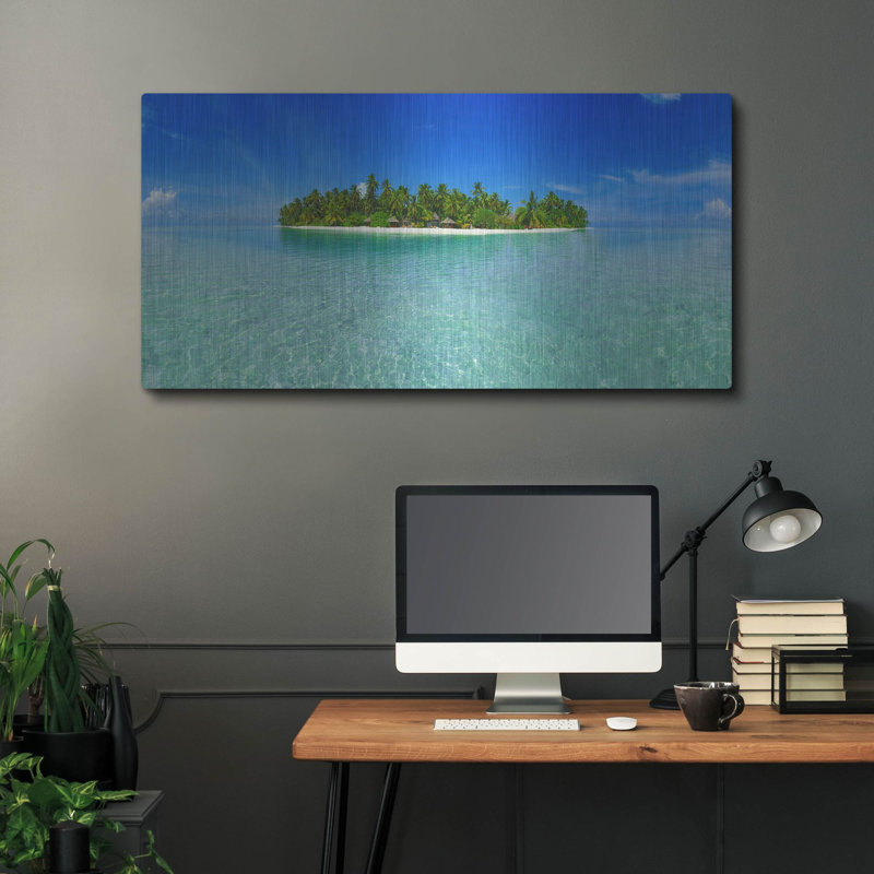 «Tropical Paradise Island» par Luxe Portfolio, art mural en métal, H 24 po x l 48 po