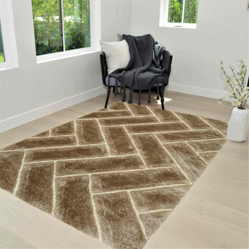 Tapis artisanaux modernes Handaign Rugs 3-D-801 Champaign 7,5 po x 10,4 po, Rectangle 5 pi x 7 pi