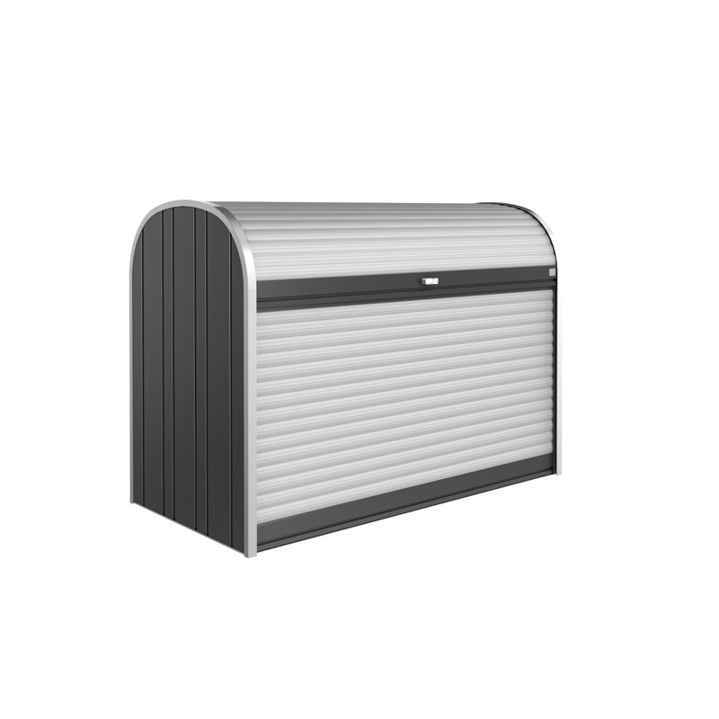 Biohort StoreMax 6' L x 3' D x 4' H Metal Horizontal Roller Shutter Door Storage Bike Shed with Lock Gray