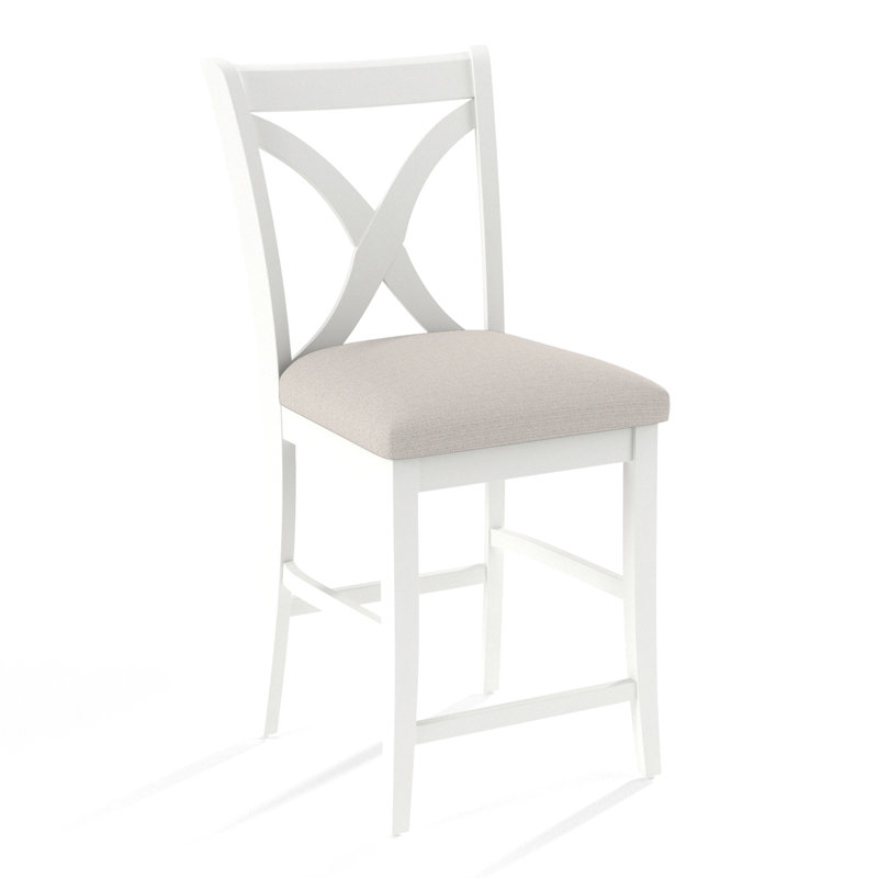 Hues Upholstered Stool with Solid Wood Frame, Cobalt Blue Stripe; 0204-64, Coffee Finish, Counter Stool (26" Seat Height)