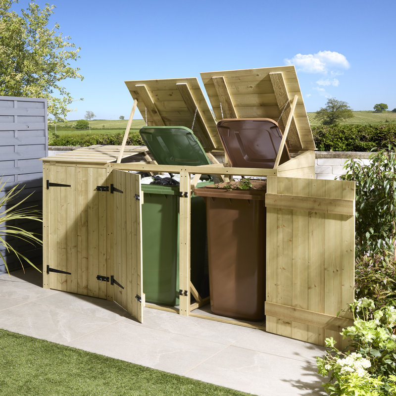 Wooden Triple Bin Store