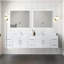 Meuble-lavabo double blanc brillant l 84 po x P 22 po, comptoir en marbre de Carrare et miroirs à DEL 36 po