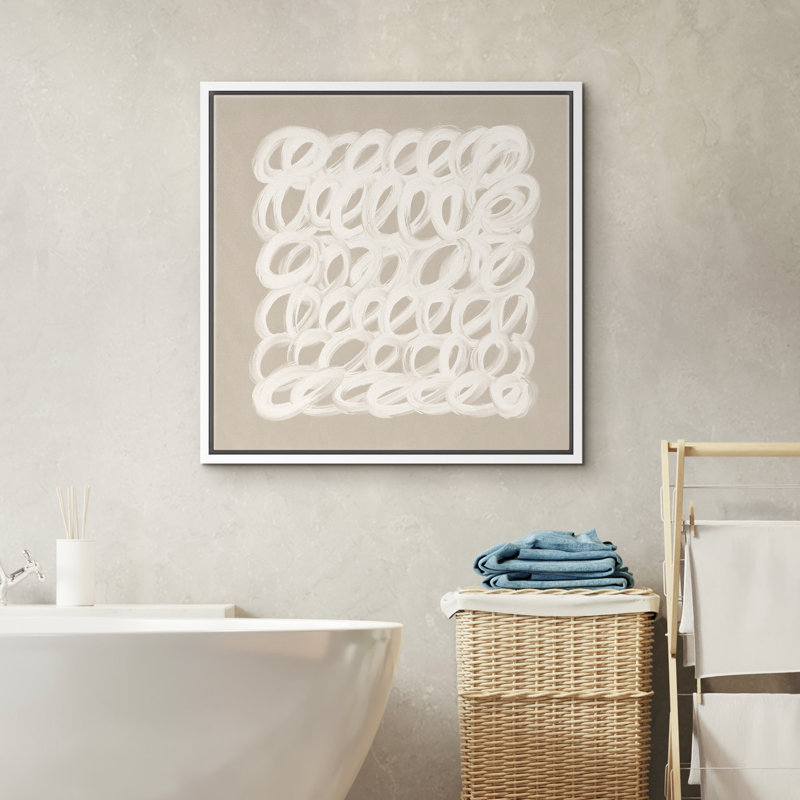 "Abstract Lines", beige, moderne, neutre, contemporain, encadré, décorations murales de chambre à coucher, impression sur toile