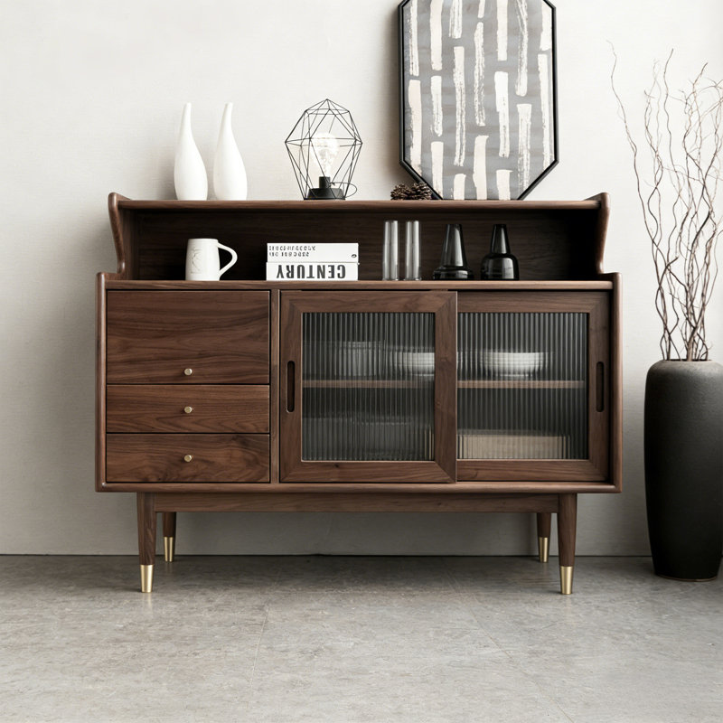 Table de buffet multifonctionnelle en verre de style japonais, 36.22" H x 47.24" W x 16.14" D