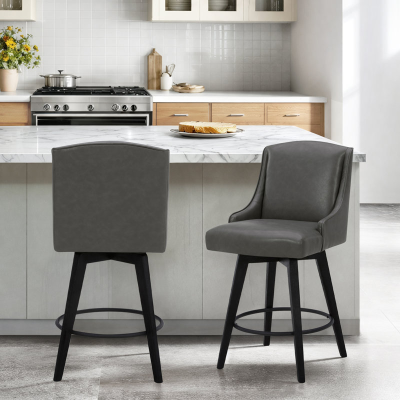 Annelotte 26'' Swivel Counter Stool, Retro Gray