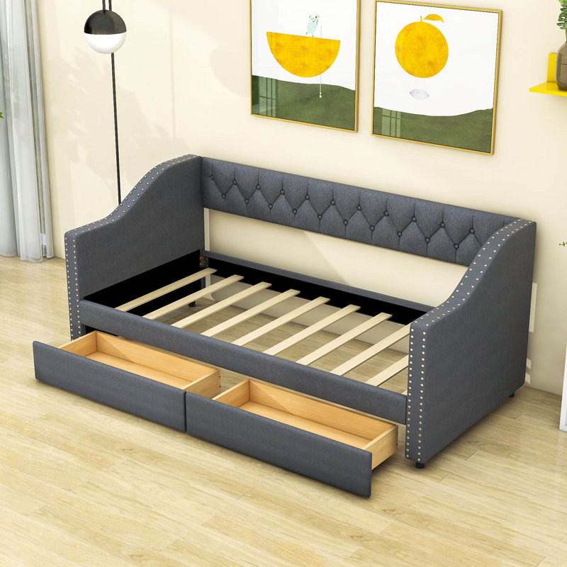 Cashmere Twin Size 2 Drawers Upholstered Daybed