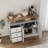 47.2 Inch Sideboard Buffet Cabinet with Built-in Power Outlets, Farmhouse Kitchen Buffet Storage Cabinet with 2 Barn Doors, 3 Drawers & a Large Open Shelf for Living Room, Dining Room, White-1869896248