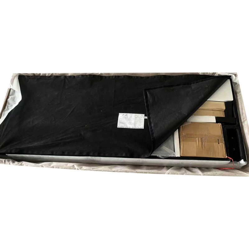 Gray King Size Upholstered Bed, Button Headboard, No Box Spring, Wood Slat Base, Easy Assembly Support Secure