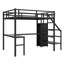 Lit mezzanine avec bureau en L et port USB, lit mezzanine en métal avec garde-robe et tablette réglable, lit mezzanine haut avec DEL-753688913