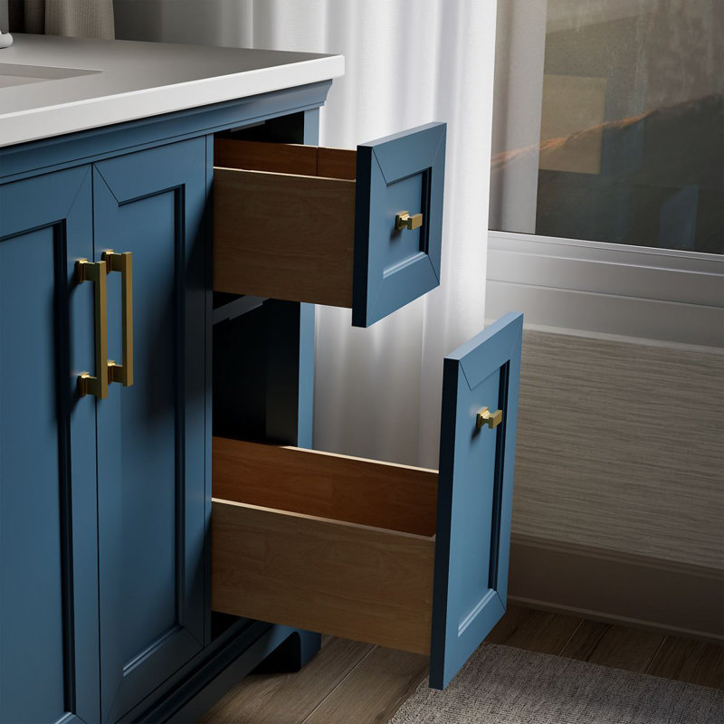 Charlemont 48 In. Bathroom Vanity Cabinet With Sink And Quartz Top, Tidal Blue